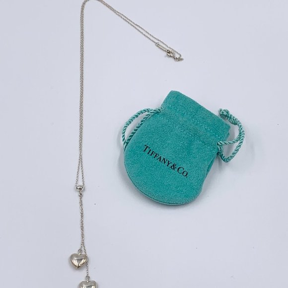 Authentic Tiffany & Co 925 Silver Double Dangling Hearts Pendant Necklace - Picture 4 of 9